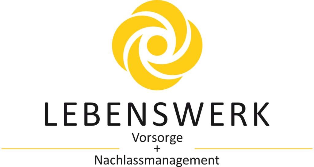 Logo des Unternehmens in gelb schwarz mit einer Blume als Symbol